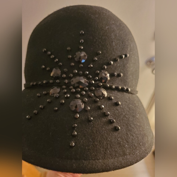 Vintage Scala Black Cloche Wool Beaded Hat - Picture 5 of 7